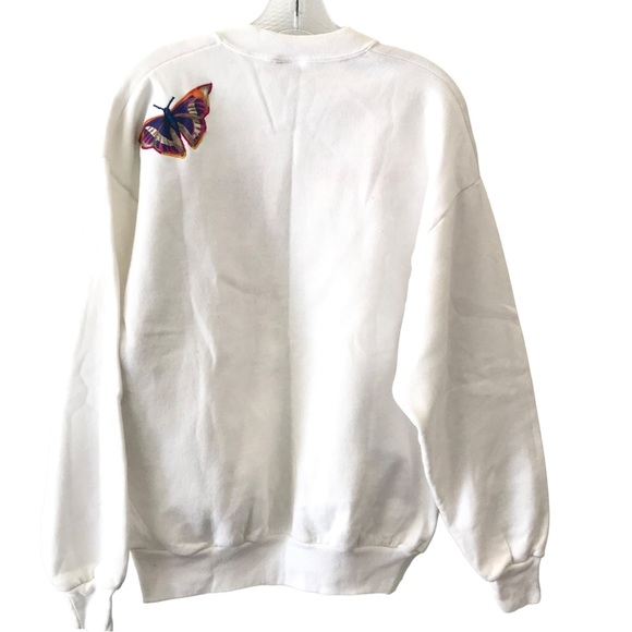 VINTAGE Butterflies Sweatshirt Women's Embroidered USA Cottage Core - Picture 8 of 9